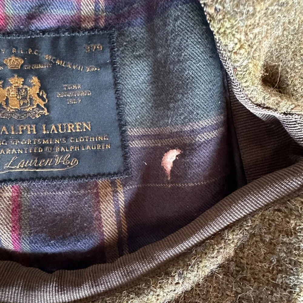 VTG Polo Ralph Lauren Green Brown Windowpane Gents Tweed Cabbie Newboy Hat S/M - Picture 9 of 14